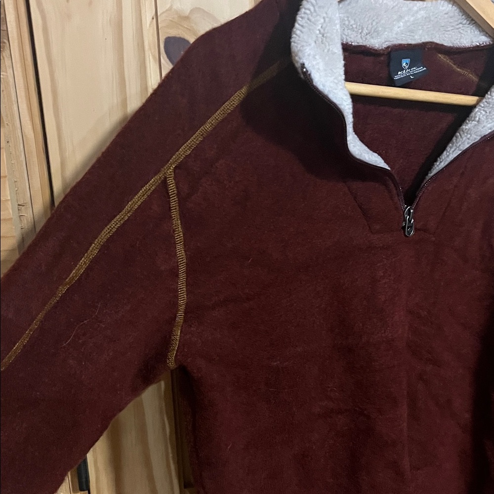 Kuhl Men's Europa 1/4 Zip Up Fleece Sweater - Burgundy - Picture 4 of 7
